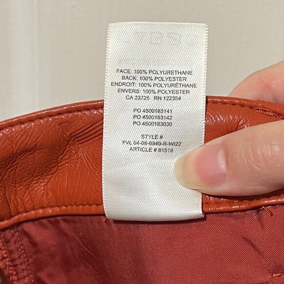 Aritzia Wilfred Melina High-Waisted Vegan Leather Pants 4 Revel Red Orange - Picture 4 of 6